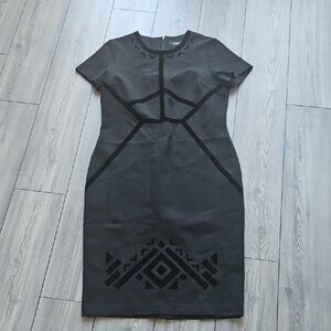 ICONE by Simons Elegant Black Geometric Dress